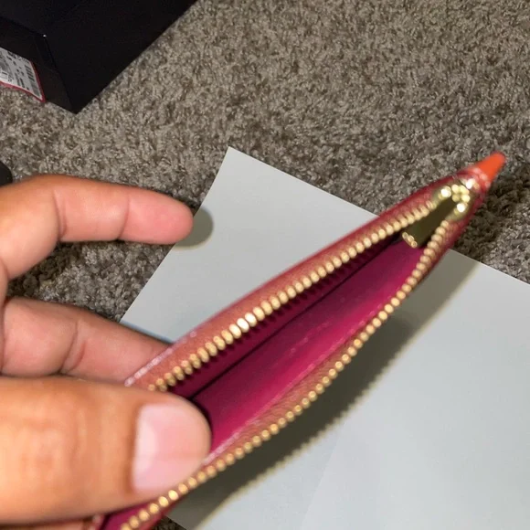 Coach Tan and Orange New York Card Holder - Picture 3 of 8